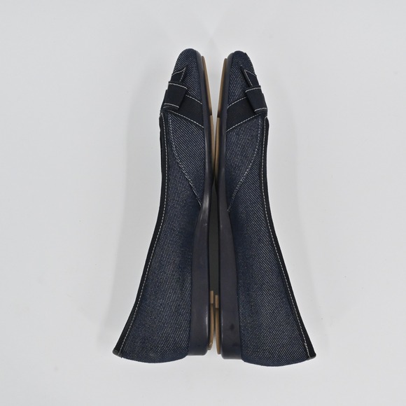 Salvatore Ferragamo Denim Ballet Flats Womens Size 6.5 Blue Bow Detail Old Money - Picture 7 of 10